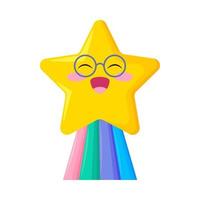 star with glasses kawaii sky vector