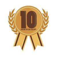 10 anniversary golden badge template vector