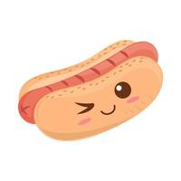 perrito caliente comida kawaii vector