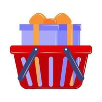 online shopping basket vector