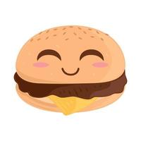 hamburguesa comida kawaii vector