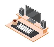 isometric desktop computer vector