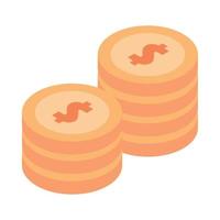 isometric stack of coins vector