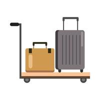 airport luggage in cart vector