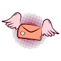 letter with wings valentines day vector