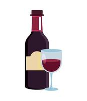 wine bottle and glass vector