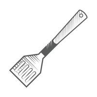 bbq spatula sketch icon vector