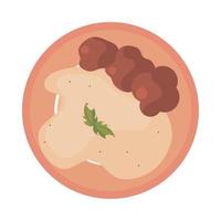 meat with mashed potatoes vector