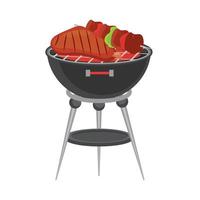 BBQ grill with meats vector