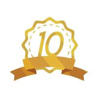 10 anniversary golden badge vector