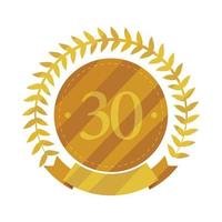 insignia de oro del 30 aniversario vector