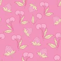 Cherries seamless pattern design. Beautiful tropical berries background. Tropical fruits and leaves seamless pattern background. Good for prints, wrapping paper, textile and fabric. vector