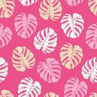 Beautifull tropical leaves branch  seamless pattern design. Tropical leaves, monstera leaf seamless floral pattern background. Trendy brazilian illustration. Spring summer design for fashion, prints vector