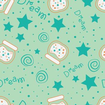 Magic Stars repeat pattern design. Hand-drawn sky background. Holidays pattern for wrapping paper, fabric, wrapping paper, prints and textile. vector