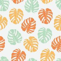 Beautifull tropical leaves branch  seamless pattern design. Tropical leaves, monstera leaf seamless floral pattern background. Trendy brazilian illustration. Spring summer design for fashion, prints vector