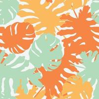 Beautifull tropical leaves branch  seamless pattern design. Tropical leaves, monstera leaf seamless floral pattern background. Trendy brazilian illustration. Spring summer design for fashion, prints vector