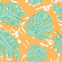 Beautifull tropical leaves branch  seamless pattern design. Tropical leaves, monstera leaf seamless floral pattern background. Trendy brazilian illustration. Spring summer design for fashion, prints vector