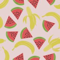 Modern summer banana and watermelon fruits seamless pattern design summer wine collection vector