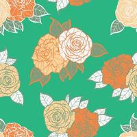 Modern tropical rose flowers seamless pattern design. Seamless pattern with spring flowers and leaves. Hand drawn background. floral pattern for wallpaper or fabric. Botanic Tile. vector