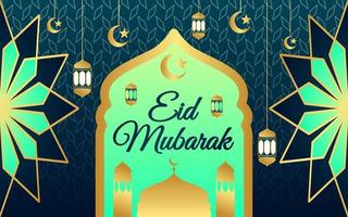 dibujado a mano feliz eid mubarak con adorno islámico. perfecto para tarjetas de felicitación o fondo de banner. vector