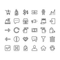 conjunto de iconos de compras en línea, comercio electrónico, tienda, venta vector