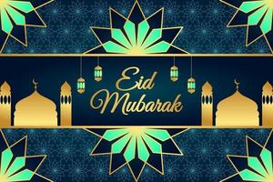 dibujado a mano feliz eid mubarak con adorno islámico. perfecto para tarjetas de felicitación o fondo de banner. vector