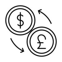 iconos de línea de vector relacionados con la moneda. contiene íconos como tipo de cambio y pronóstico de moneda, gráfico de cambio