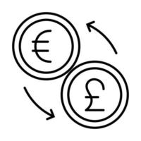 iconos de línea de vector relacionados con la moneda. contiene íconos como tipo de cambio y pronóstico de moneda, gráfico de cambio