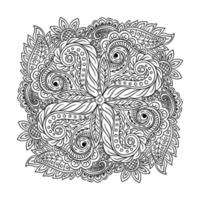 Monochrome Floral Background. Hand Drawn Ornament with Flowers. Template for Greeting Card vector