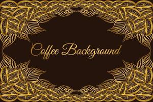 Retro coffee plants background, plants with field scenery in etching shading and ink drawing style vector