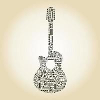 Guitar made of notes. A vector illustration