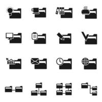 Set of icons on a theme folder. Vector illustration