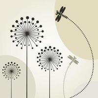 The dragonfly flies over a flower. A vector illustration