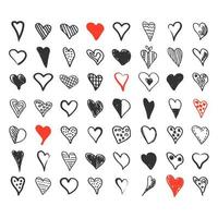 conjunto de iconos de corazón de estilo de dibujo a mano. ilustración vectorial vector