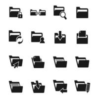 Set of icons on a theme folder. Vector illustration