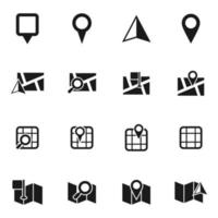 Set of icons on the map. Vector illustration