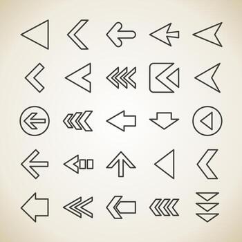 Set of icons of an arrow for the design Internet vector