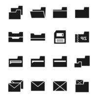 Set of icons on a theme folder. Vector illustration