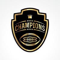 ilustración de emblema de insignia de campeones de fútbol americano vector