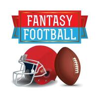 American Fantasy Football Ball Helmet and Banner Illustration vector