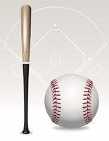 Baseball Bat, Ball, Field Elements vector