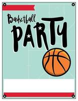 ilustración de plantilla de invitación de fiesta de baloncesto vector