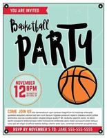 Basketball Party Invitation Template Illlustration vector