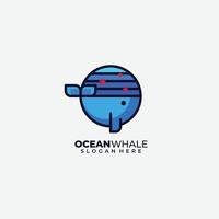 cute whale logo illustration design template colorful vector