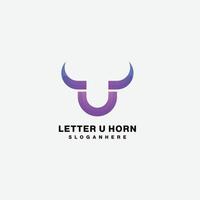 letter u with horn logo design gradient color illustration vector