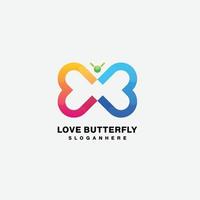 mariposa logo línea arte diseño degradado color símbolo vector