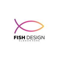 logotipo de ilustración de diseño de color degradado de línea de pescado vector