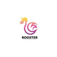 rooster line art design template logo gradient color vector