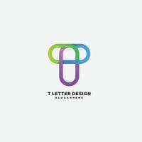 initial t line art logo gradient color design template vector