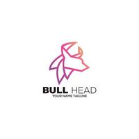 bull head line art logo gradient color design template vector